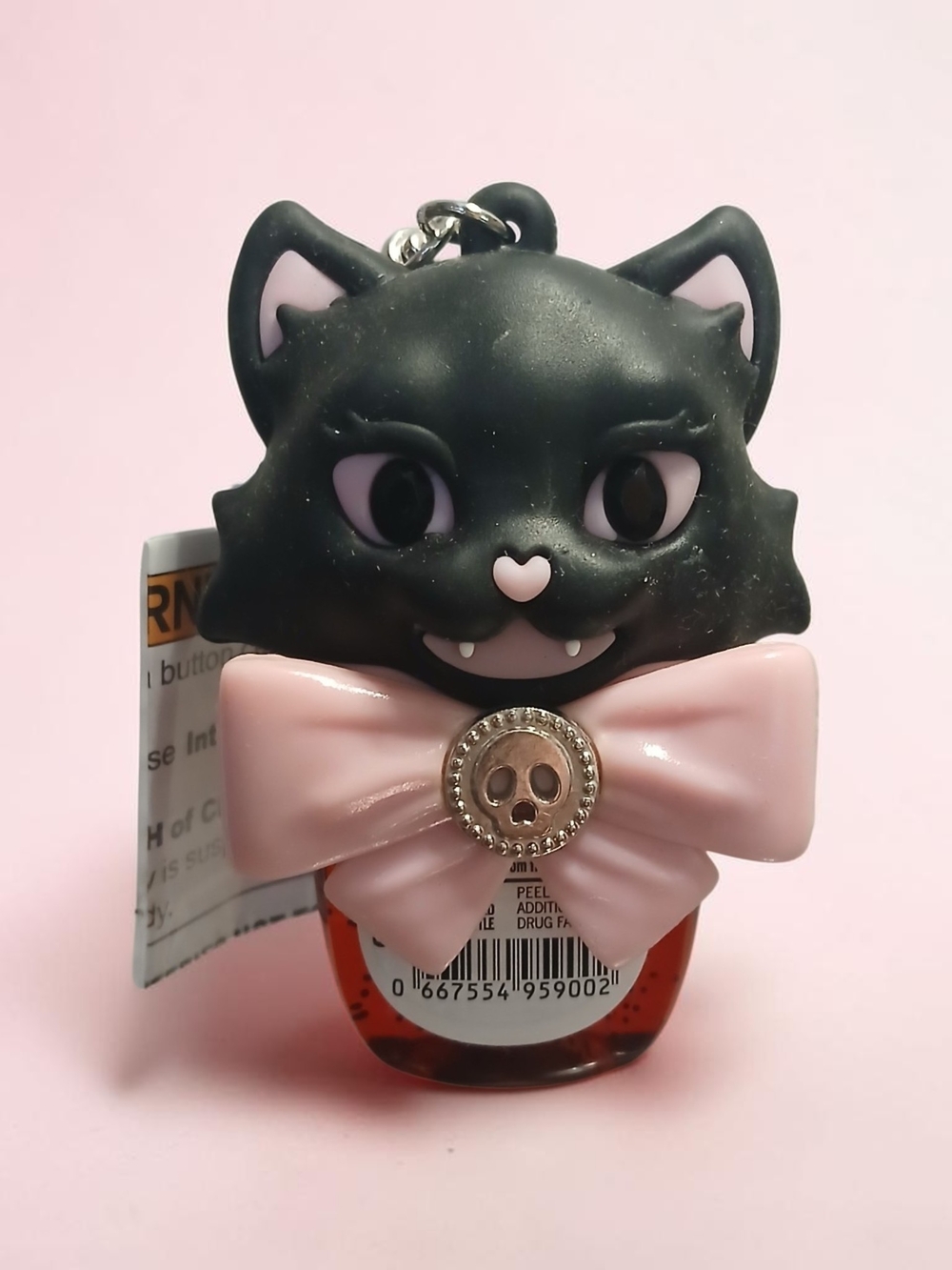 Black Cat Keychain Hand Sanitizer with Pink Bow